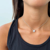 Stonefans Fashion Large Round Rhinestone Necklace Thin Chain for Women Simple Clavicle Necklace Choker Jewelry Accessories